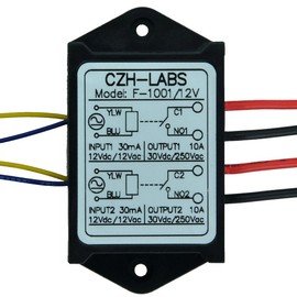 Electronics-Salon 1PCS Dual SPST-NO 10Amp Power Relay Module, AC/DC 12V Control Voltage.