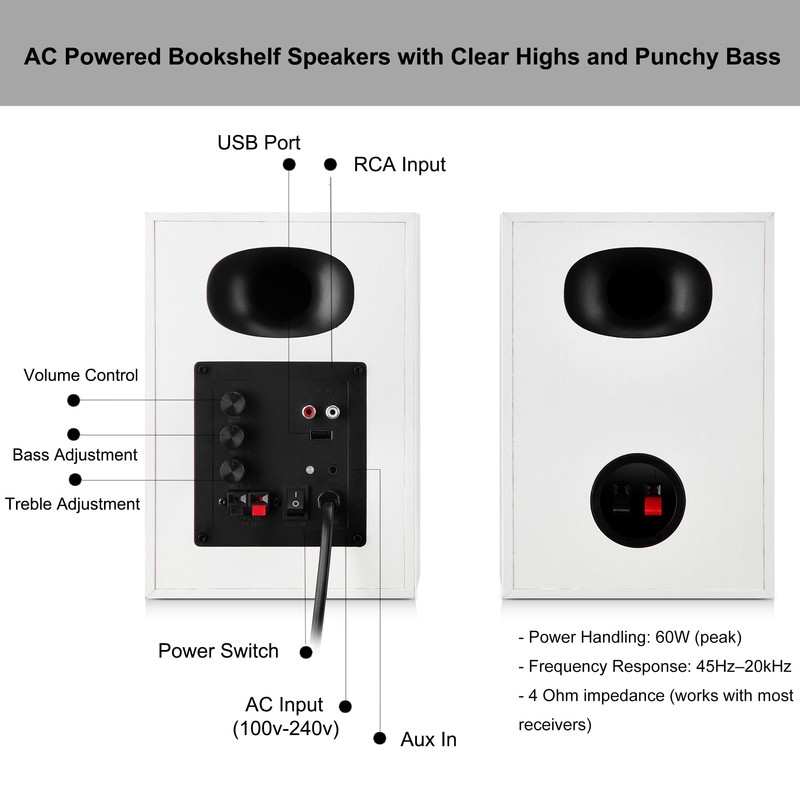Desktop Speakers for PC, Bookshelf Speakers with Clear Highs &