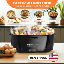 Annie & Mia Design 50-Ounce Electric Lunch Box for Adults, Portable Food Warmer for men Heated Lunch Box for Adults, Home/Car/Office/Truck Use, Lonchera Eléctrica Portátil