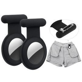 Versteckte Airtag-Hülle, Airtag für Kinder, Senioren, Haustiere, Kleidung, sicherer als Airtag-Uhr, Airtag-Schlüsselanhänger und Airtag-Halskette (schwarz, 2 Stück)