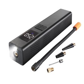 PROFI-PARTNER Elektrische Luftpumpe – 150PSI, 6000mAh Li-Ion-Akku, LED Licht, 22 Liter/min Luftdurchfluss, LC-Bildschirm - automatische Pumpe, Mini-Kompressor für Auto, Fahrrad, Motorrad, aufladbar