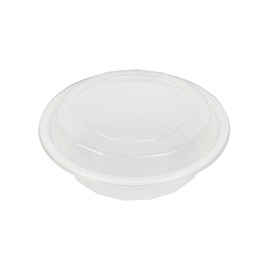 Restaurantware Asporto 16 Ounce To Go Boxes, 50 Microwavable Take Out Food Containers - Clear Plastic Lids Included, Do Not Contain BPA, White Plastic Catering Food Containers, Disposable, Round