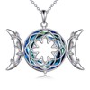 UCADRIT Triple Moon Goddess Neckalce Sterling Silver Witches Knot Necklace