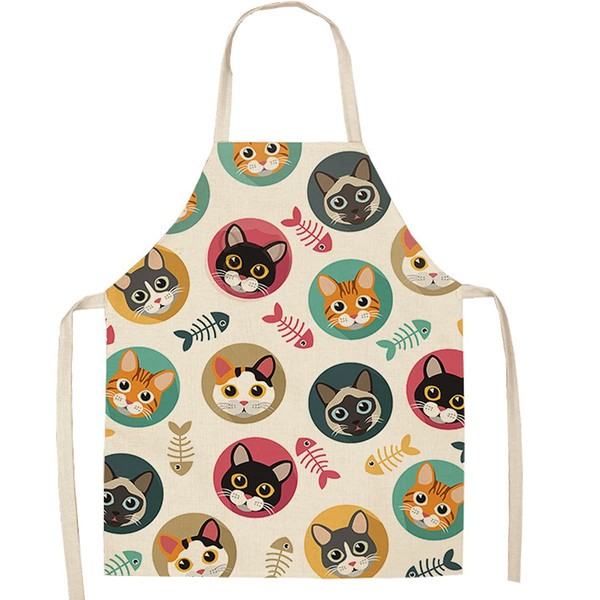 Linen Children's Cooking Apron Cute Elephants, Cat