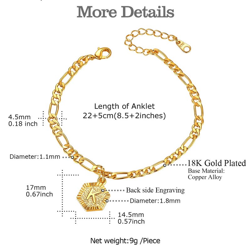 Gold Anklet Adjustable Flat Ankle Chain Summer Beach Jewellery 4.5mm
