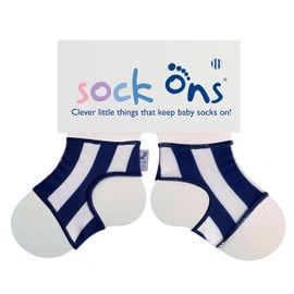 Sock Ons Clever Little Things That Keep Baby Navy Stripe - 0-6 Months
