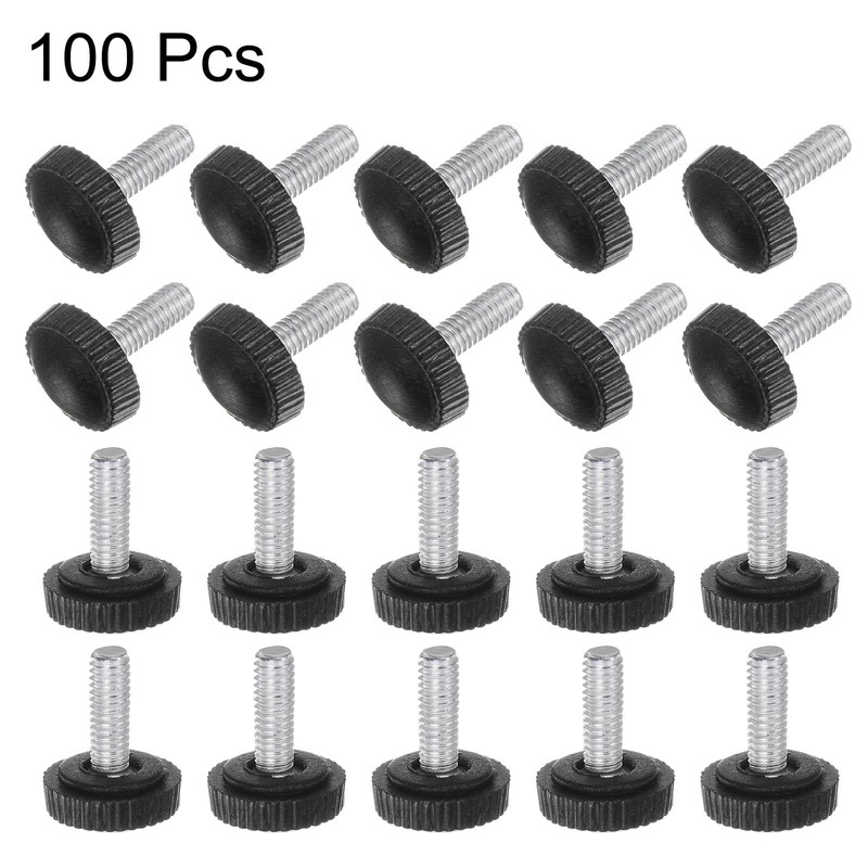 uxcell 100pcs M4 x 12mm Metric Male Thread Knurled Knobs,