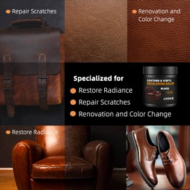 AWOWZ Leather Recoloring Balm, 10OZ Leather Repair Kit for Furniture, Leather Color Restorer, Leather Dye for Recolor, Renew, Faded & Scratched Leather Couches, Car Seats, Clothing (Black)