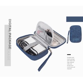 Cable Organiser Bag, Mini Electronic Case, Electronic Bag Organiser Universal Travel Cable Electronics Accessories Bag Travel Organiser Case for Cables, Hard Drives, Multifunctional (Navy Blue), navy,