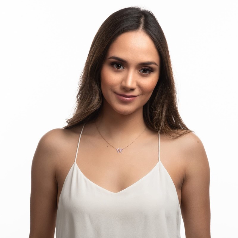 LuckyLy Set Joyería Mujer Mariposas, Baño de Oro Rosa 14k,