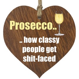 Hanging Wooden Heart Sign Plaque for Prosecco Lovers - Gifts for Women - Dark Wood Hearts Signs, Thank You Gifts, Friendship Plaque, Best Friend Birthday, Christmas, Bridesmaid Gift