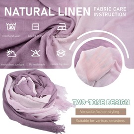 Iristide Women Summer Cotton Linen Scarfs Gradient Two-tone Shawl Beach Gauze Long Lightweight Travel Wrap 75"×35",Light Purple/Dark Purple