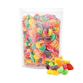 Funtasty Assorted Fruit Jelly Slices Candy, Unwrapped, Sugar Sanded, Gluten Free, Bulk 2 Pounds