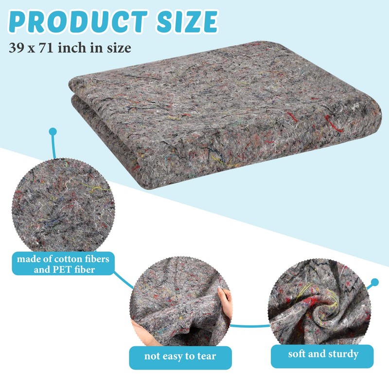 12 Pieces Moving Blankets Bulk 39 x 71 Inch Soft