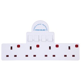 Pro-Elec 13 A 4 Way Switched Adaptor with Surge Protection - White