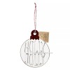 Mud Pie Holly Jolly Christmas Ornament Wood Cutout 4" Rustic