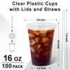 Clawsoff 16 oz 100 Pack Plastic Cups with Lids and