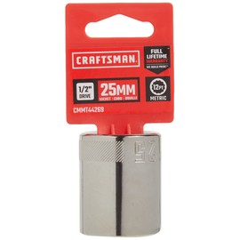 CRAFTSMAN Shallow Socket, Metric, 1/2-Inch Drive, 25mm, 12-Point (CMMT44269)