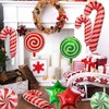 28Pcs Christmas Foil Balloons, Large Candy Cane Mylar Balloons with