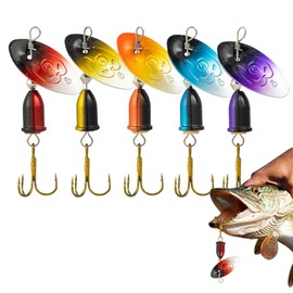 Fishing Lures Spinner Baits - 5X Copper Bell Fishing Spinner Jig Lures - 360 Degree Rotation Fishing Lures Spoon Lures, Fishing Accessories for Bass Trout Salmon