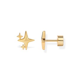 PAVOI 14K Yellow Gold Plated Sterling Silver Posts Mini Sparkle Emoji Inspired Stud Screw Back Earrings for Women | Star Flatback Earring Pair
