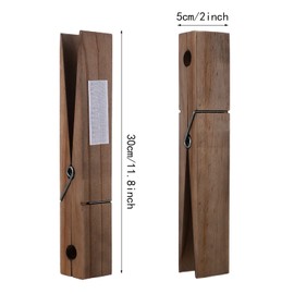 12 Inches Giant Clothespin with Adhesive Jumbo Wooden Clothespins Large Clothes Pin Towel Holder Wooden Clothes Clips Gift for DIY Craft Winter Spring Christmas Farmhouse Nursery Bathroom Laundry Room