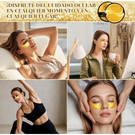Parches para Ojos, Máscaras de colágeno de 24 K en polvo de oro, Mascarillas Contorno Ojos, Se Utiliza para Hidratar y Reducir la Apariencia de Líneas Finas y Ojeras.