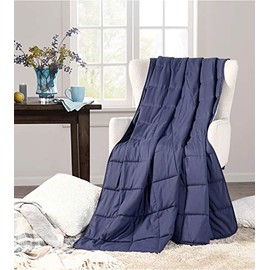Dearfoams Microfiber 15 Pound Weighted Blanket, Navy, 60"x80"