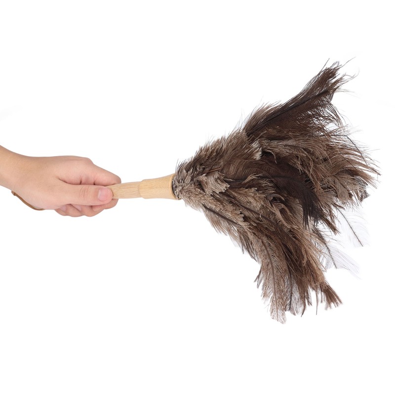 Feather Duster Light Weight Soft Long Handle Reusable Black Ostrich