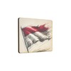 Wooden Fridge Magnet with Abstract Flag Design, Vintage Style Artwork