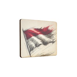 Wooden Fridge Magnet with Abstract Flag Design, Vintage Style Artwork (mag-kf25-1745)