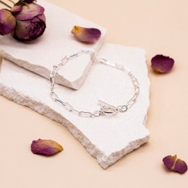 Tuscany Silver Ladies Sterling Silver T-Bar Paper Chain 3.8mm Bracelet/Necklace, Sterling Silver