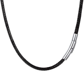 PROSTEEL Men's Necklace, Choker, Black, Thin, Simple, Waterproof, Sports, Pendant Chain, 0.08 inch (2 mm), 15.7 inches (40 cm), No Engraving Required, 0.1 inch (3 mm), Black