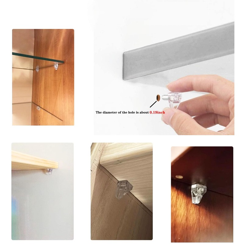 100 Pieces Clear Shelf Support Pegs, 5 mm Plastic Cabinet