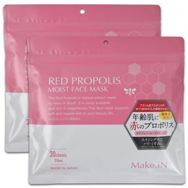 RED PROPOLIS MOIST FACE MASK Red Propolis Moist Face Mask, 30 Pieces, Make.iN Pack, Made in Japan, Moisturizing, Home Esthetics, Sheet Mask, Moisturizing, Skin Care (30 Sheets x 2)