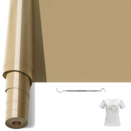 Bocguy Plotter Film Textile, 30.5 cm x 6.1 m Heat Transfer Vinyl Flex Film Rolls with Plotter Tool, Plotter Vinyl Film for Iron Hot Press, T-Shirts & More Fabrics, DIY Pattern (Gold)