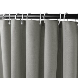 EZESO Thick Linen Shower Curtain,230GSM Weighted Textured Fabric Polyester Cloth Shower Curtain for Bathroom,Waterproof Washable Decorative Curtain with 12 Plastic Hooks,180x180cm