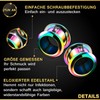 KJM FASHION 2 x Anodized Rainbow Bar, Alloy Steel