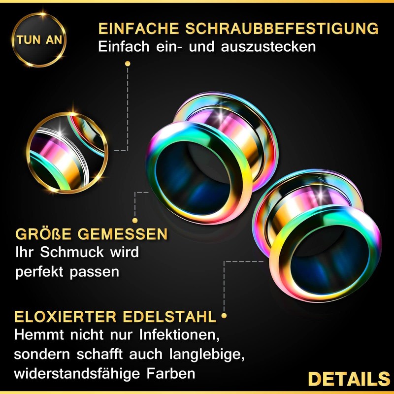 KJM FASHION 2 x Anodized Rainbow Bar, Alloy Steel
