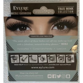 Eylure NICOLE GUERRIERO Faux Flawless Mink Eyelashes Reusable W/Adhesive New