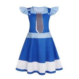 Jurebecia Little Girls Bunny Police Nightgowns Judy Princess Nightgown Nightdress Kids Ruffle Sleeve Pajamas Sleepwear Nightie Dress Blue Size 7-8