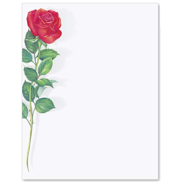 Red Rose Letter Papers, 8 1/2 x 11 Inches, 100