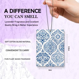 Dilemat Chinoiserie Decor Air Freshener for Car, Vintage Blue Tulip Hydrangea Air Freshener Hanging 3 Pcs for Closet Drawer Book Bathroom, Flower Car Mirror Decor Accessories for Women