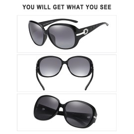 DUCO Vintage Sonnenbrille für Damen Frauen Retro Sonnenbrillen mit UV400 Schutz Klassisch Rahmen Designer-Stil 6214 (Schwarz)