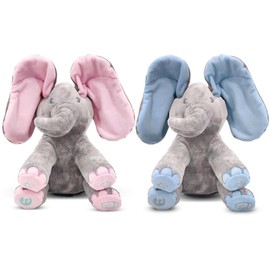 Dimple Kaia and Kyle Elephant Stuffed Animal Toy Set - Animated Plush Singing Elephant, Interactive Musical Peek-a-Boo for Babies, Kids - Baby Stuffed Animals Toy for Toddlers, Ages 0 and Up