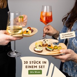 Leef 20 x Palm Leaf Plates, Cocktail Disposable Tableware, Compostable and Natural, 24 x 18 x 1.5 cm