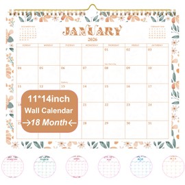 2026 Calendar, 18-Month Wall Calendar, Runs from January 2026 to June 2027, Monthly Calendar 14" x 11" with Twin-Wire Binding, Perfect for Office, Home, or School - Flower Theme