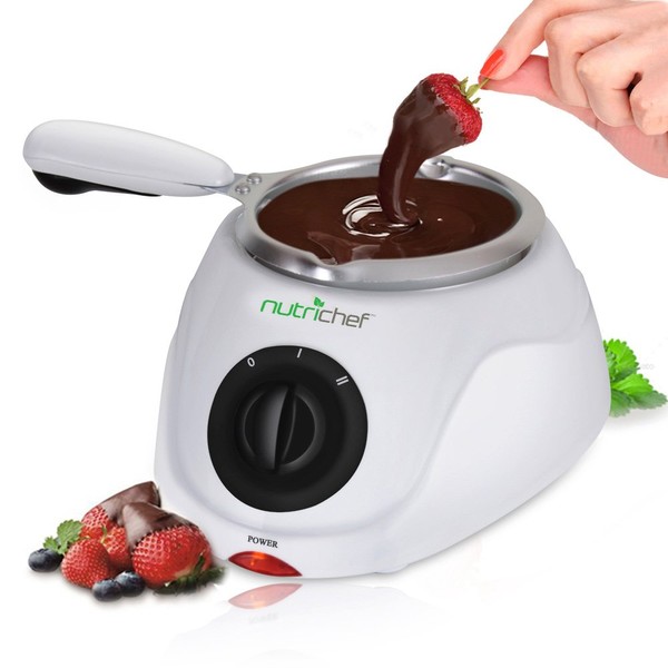 Chocolate Melting Warming Fondue Set - 25W Electric Machine Keep Warm Dipping Function & Removable Pot - Perfect for Melting Chocolate, Candy, Butter & Cheese - Ideal for Parties