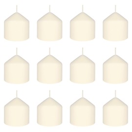 Mega Candles 12 pcs Unscented Round Dome Top Ivory Pillar Candles, Low Cost Single Use Event Wax Candle 3 Inch x 3 Inch, Ideal for Weddings, Parties, Events, Occasions, Florists, Prayers, Vigils
