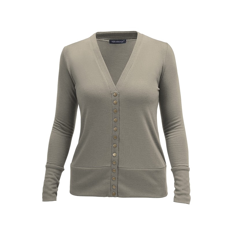 Long Sleeve Sweater Snaps Button Down V Neck Knit Cardigans